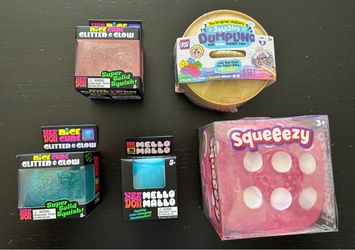 Authentic Nee Doh, Squeeezy Dice and Squishy Dumpling $8-10 each