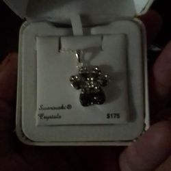 Paw Print Silver Crystal Pendant 