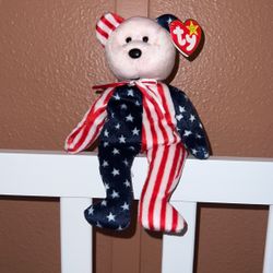 1999 4th Of July Bear - Spangle beanie baby 