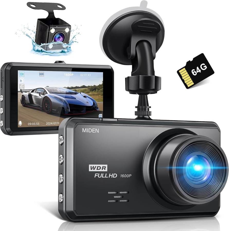 new S7 2.5K Dash Cam Front and Rear,64G SD Card,1600P+1080P FHD Dual Dash Camera for Cars,176°+160° Wide Angle,3.2'' IPS Screen Dashcam,G-Sensor,Loop 
