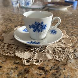 Blue & White Bavarian Cup And Saucer 