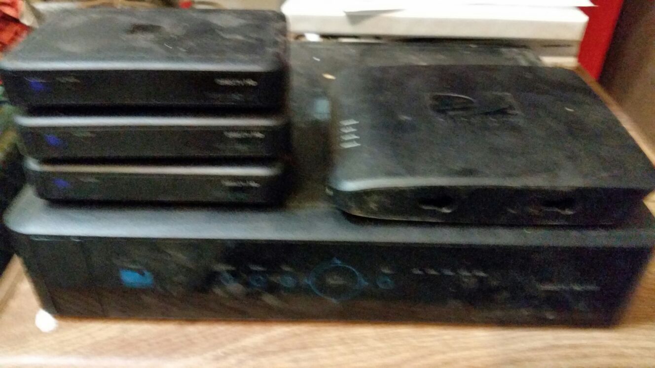 Direct TV DVR reciever with 4 linkable add on receivers and network hub