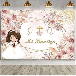 Beautiful Mi Bautizo Backdrop 