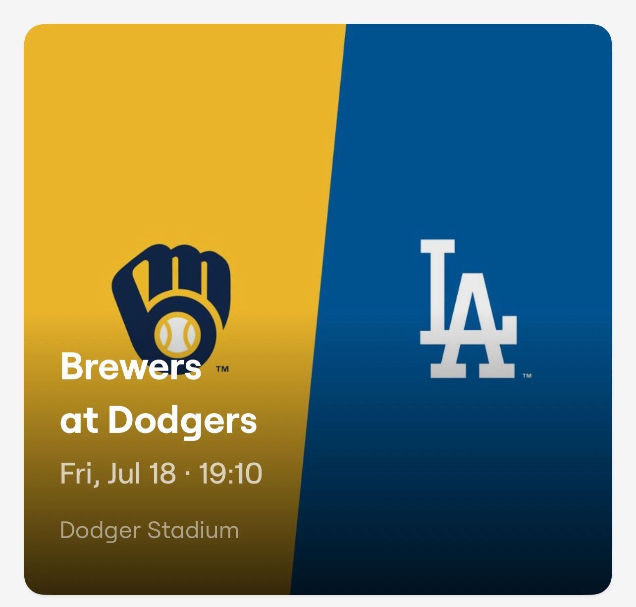 Milwaukee Brewers vs Los Angeles Dodgers