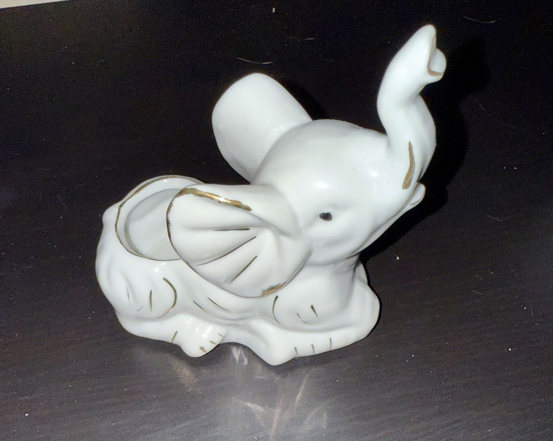 Vintage Ceramic Elephant Mini Planter Or Jewelry Holder