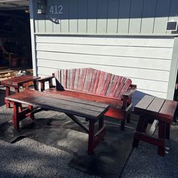 Redwood Bench Set