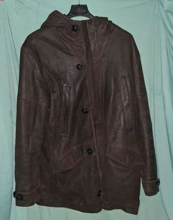 Armani Exchange 100% Genuine Leather Bench Warmer Parka w Hoodie Mens Size XL
