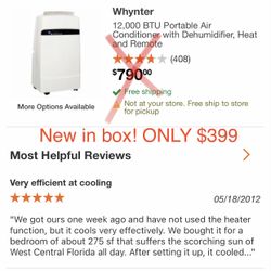 NEW IN BOX! Whynter Portable A/C And Heater $399