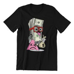 DS Money Retro Style Graphic T-Shirt, Money Bag Design, Black