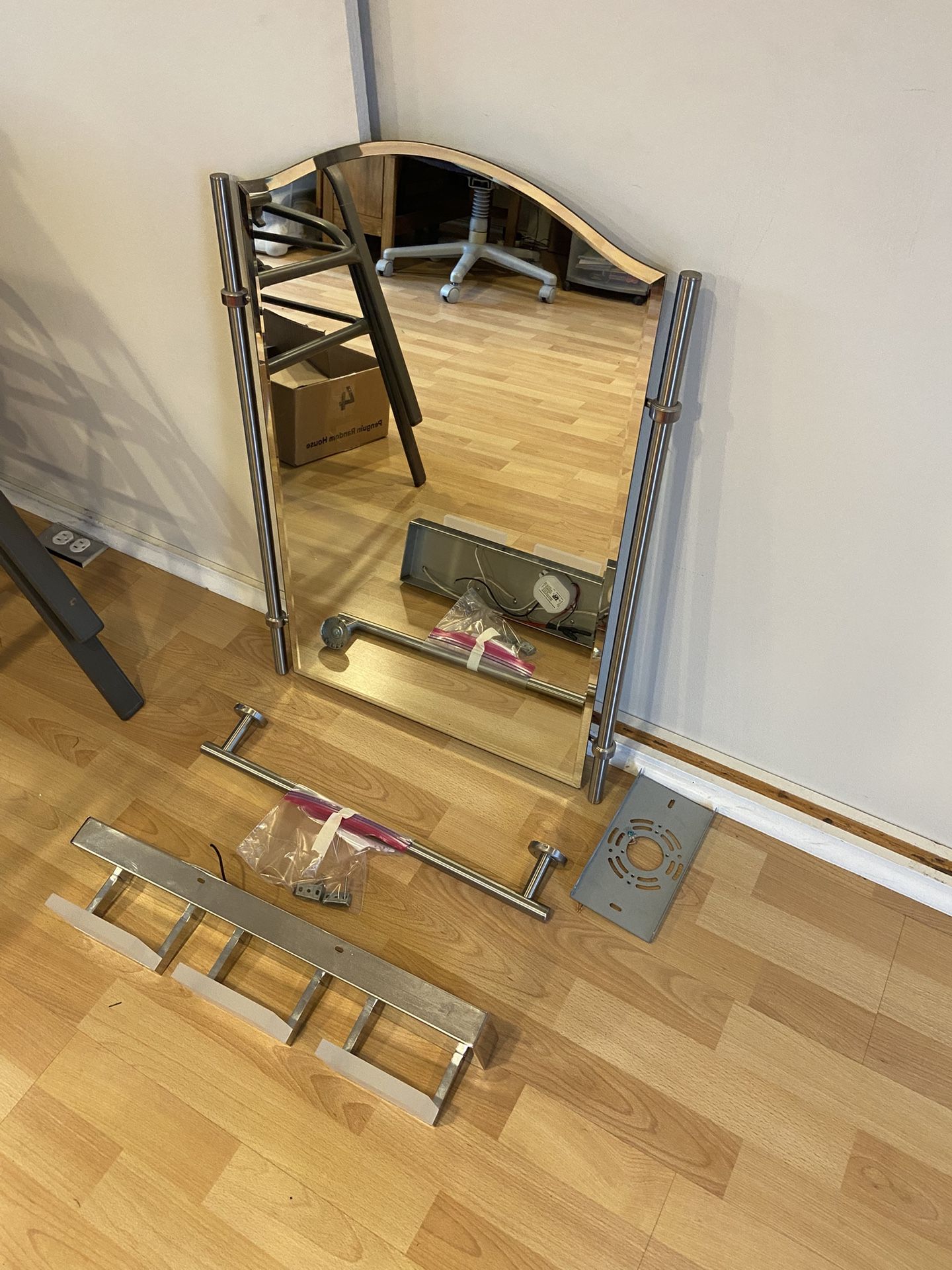 Three piece brushed nickel bathroom set