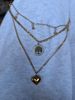 Gold tree of life n heart necklace