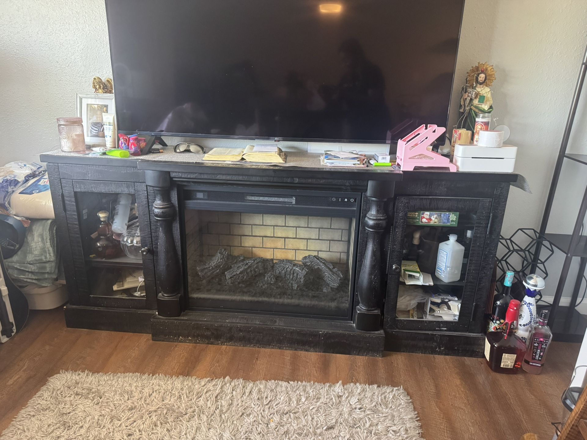 TV Stand With Fire Place Included