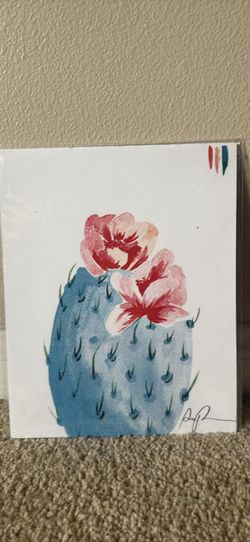 Arizona Artist Paige Poppe Watercolor Cactus,flower Painting Art Illustration Wall Decor