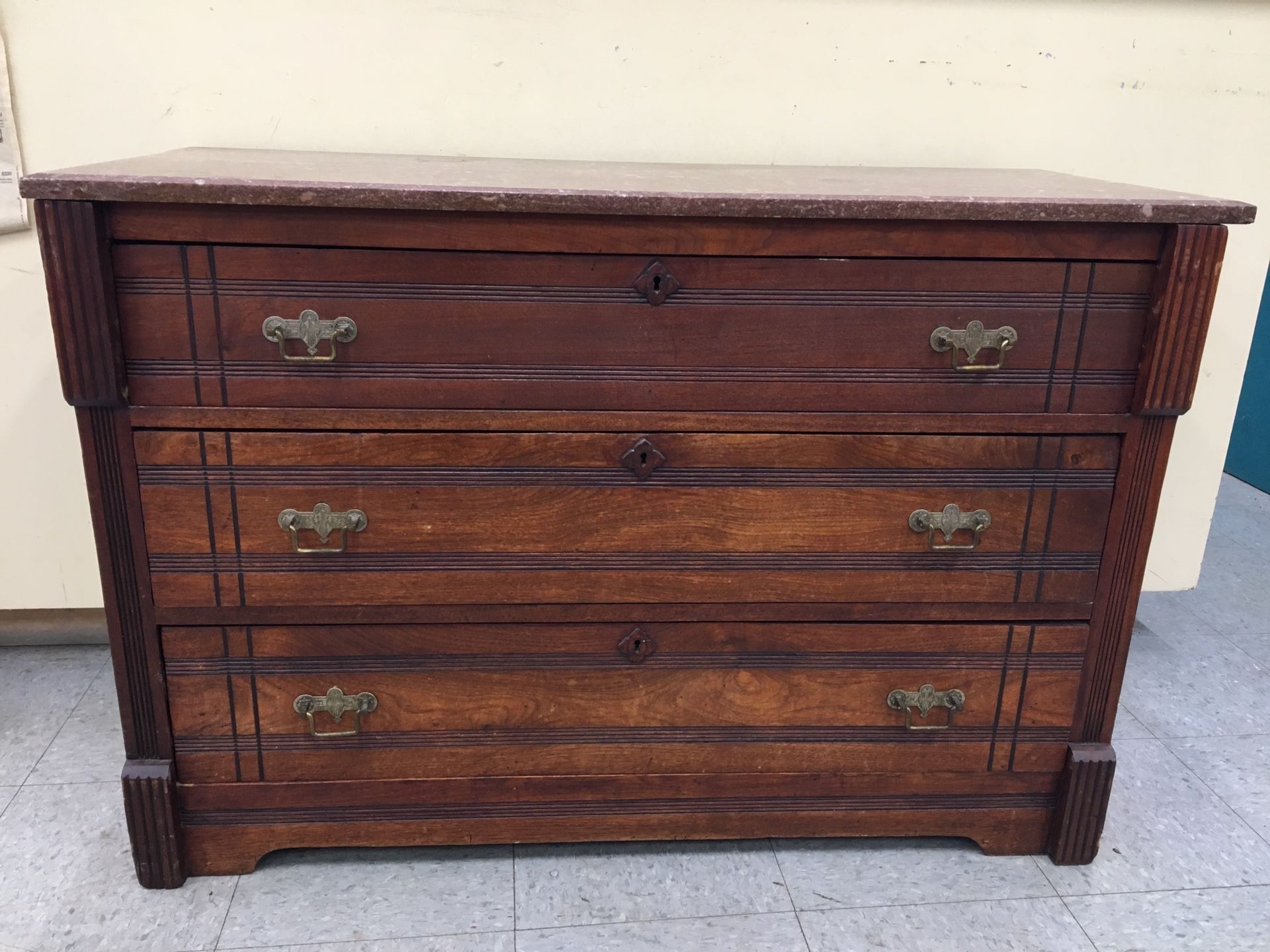 Eastlake antique commode, marble top