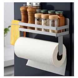 Magnetic Fridge Organizer with Paper Towel Holder 