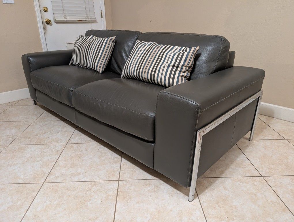 Gray Genuine Leather Sofa - Gilbert, AZ