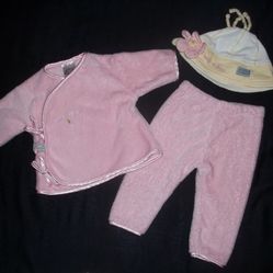 Bunnies by The Bay Baby Girls 0-3M Pink Clothes Outfit Hat Lot 0-3 Months