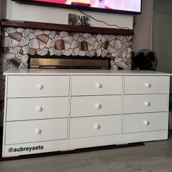 White 9 Drawer Dresser With Rails 