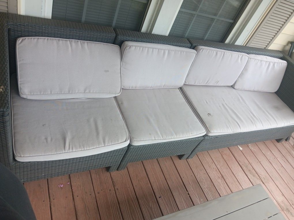patio sectional wicker chairs with table