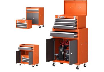 Tool Chest 4 Drawer,Large Rolling Tool Chest with Wheels,Detachable Top Tool Box, Metal Rolling Tool Box with Wheels for Garage Workshop, Orange