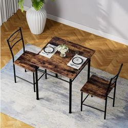 3-Piece Kitchen Dining Room Table Set Retro Brown [Brand New]