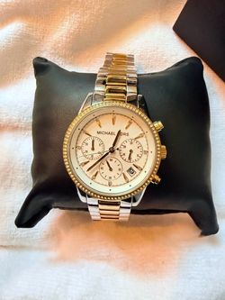 Michael Kors MK6474 Bryant Two-Tone Pavé Chronograph Watch- only worn once!