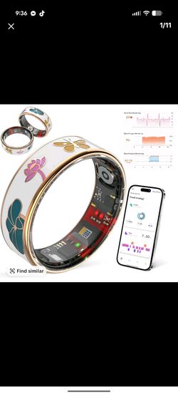 Smart Health Tracking Ring with Floral Design