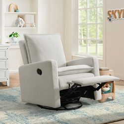 White swivel glider rocker recliner chair - NEW