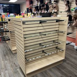 🚨STORE CLOSING - Maple Slat Wall Units w/glass