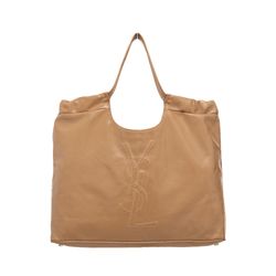 Saint Laurent Belle De Jour Cabas Tote Patent Leather Large YSL Logo Bag Tan 