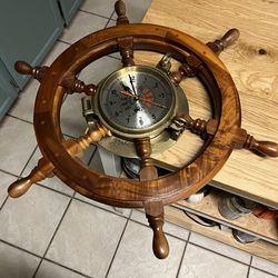 Vintage boat wheel clock