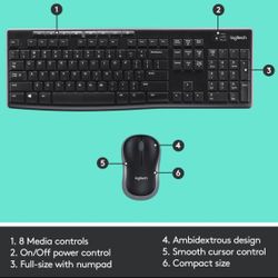 NEW MK270 Logitech Fullsize wireless Keyboard & Mouse