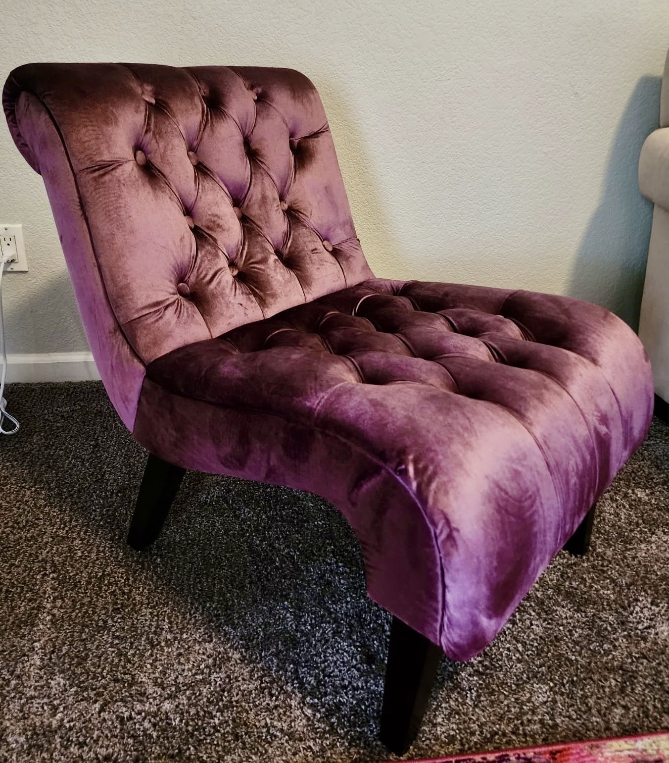 Set Of 2 Purple Velvet Accent Chairs
