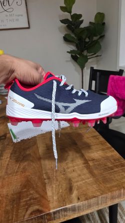 New Mizuno Ambition 4 TPU, Adult 15 Navy/Red/White Baseball Shoes size 6