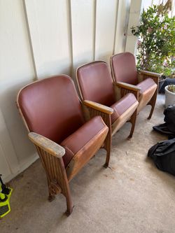Vintage 3-Seat Theater / Auditorium Seats – Wood & Metal Frame