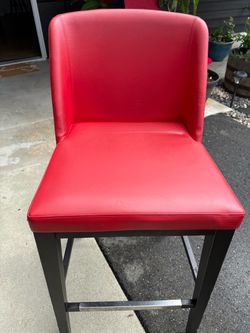 Red Leather Bar Stool with Back