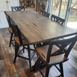 Rustic Modern Farmhouse Dining Set – Table, 6 Chairs, & Matching Buffet