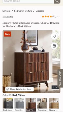 3 Drawer Dresser dark walnut color