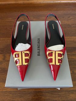 Balenciaga Slingback Glossy Patent Calfskin Red Cardinal