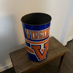 Vintage metal UVA go Virginia waste paper basket