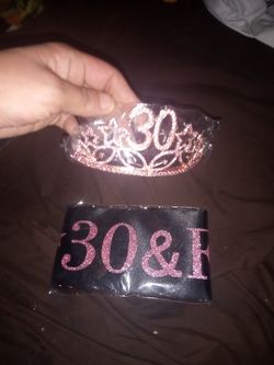 Crown And Birthday Banner  For Someone Turning 30 Thumbnail