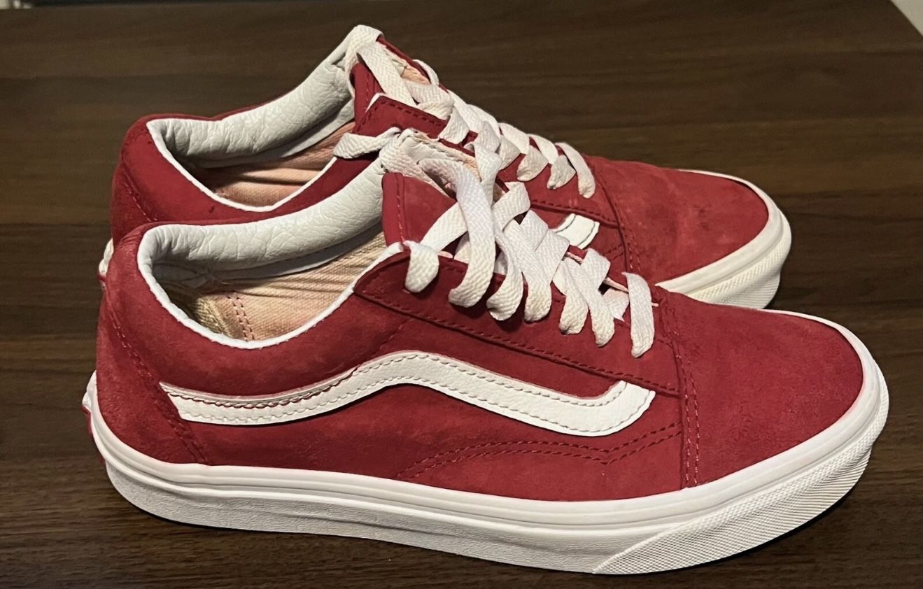 Vans Shoes Mens 4.5 Womens 6 Old Skool Sneakers Red Lace Up Casual Low