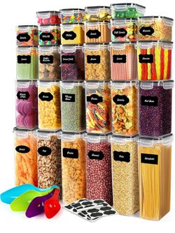 36pcs Food Storage Container Set Pantry Organization Clear Plastic with Labels