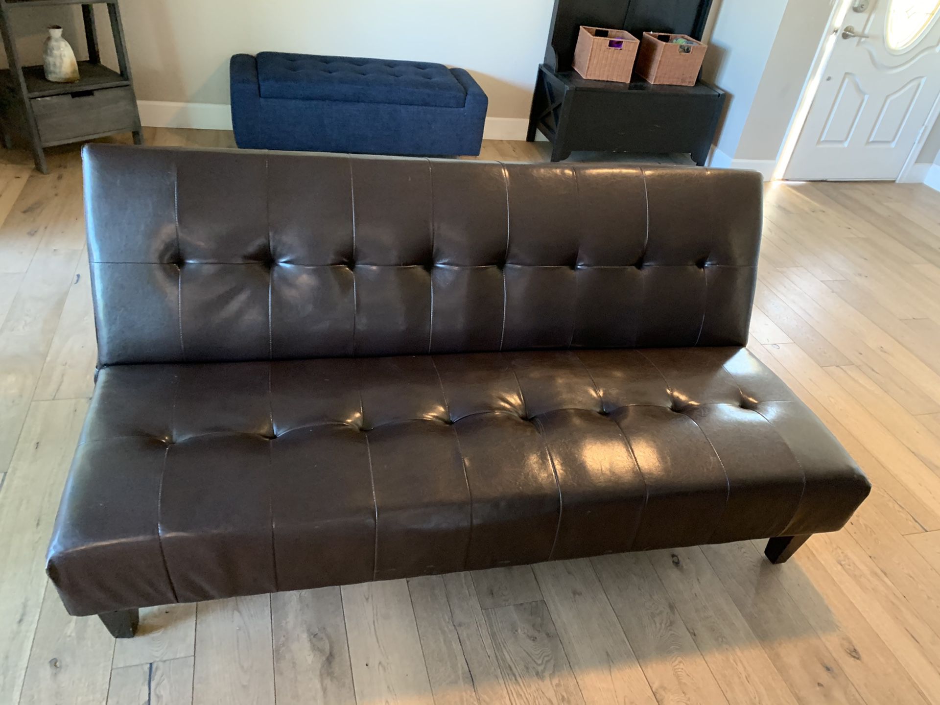 Dark Brown chocolate Leather futon for sale