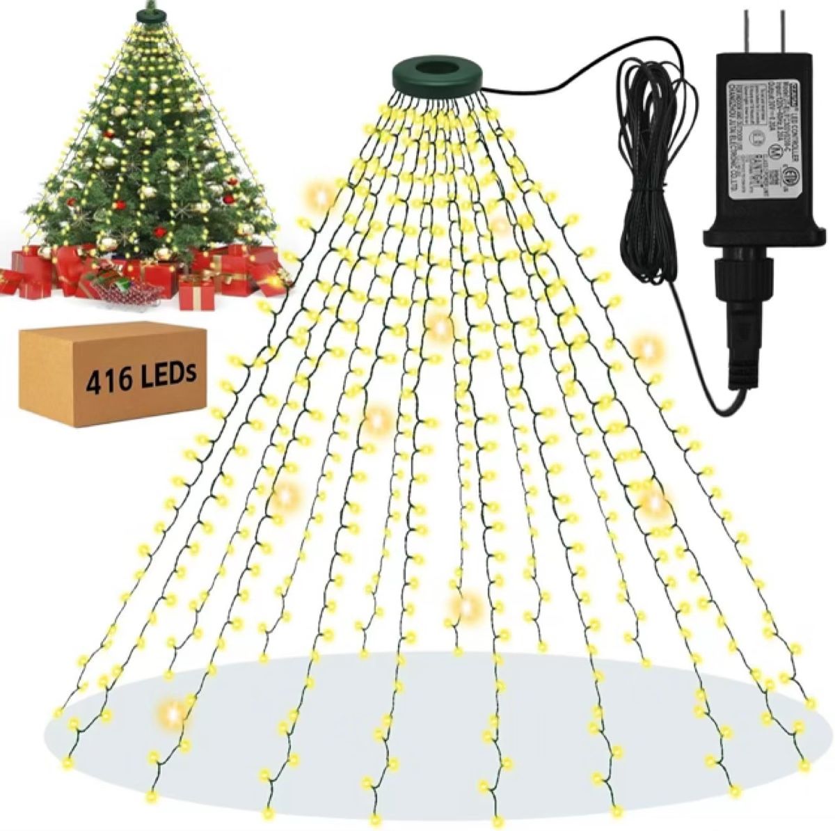 6.9FT LED String Lights, Waterproof Outdoor Tree Decoration Warm White Christmas Lights for Tree