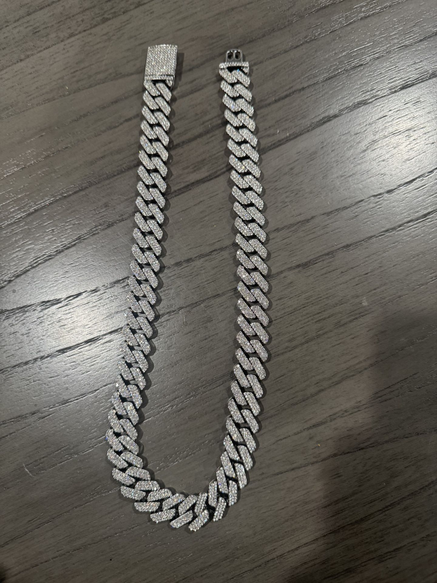 Iced-out Cuban link chain Silver 24 inch