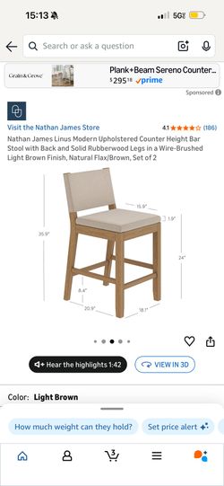 Tall Wood & Fabric Chair / Bar-Height Accent Chair