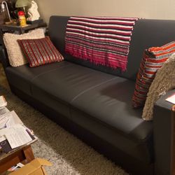 Black Leather Sleeper Sofa With Storage