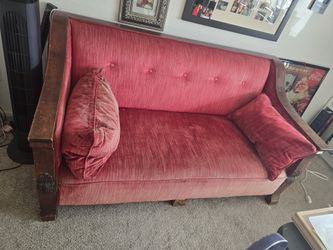 Vintage Red Velvet Couch