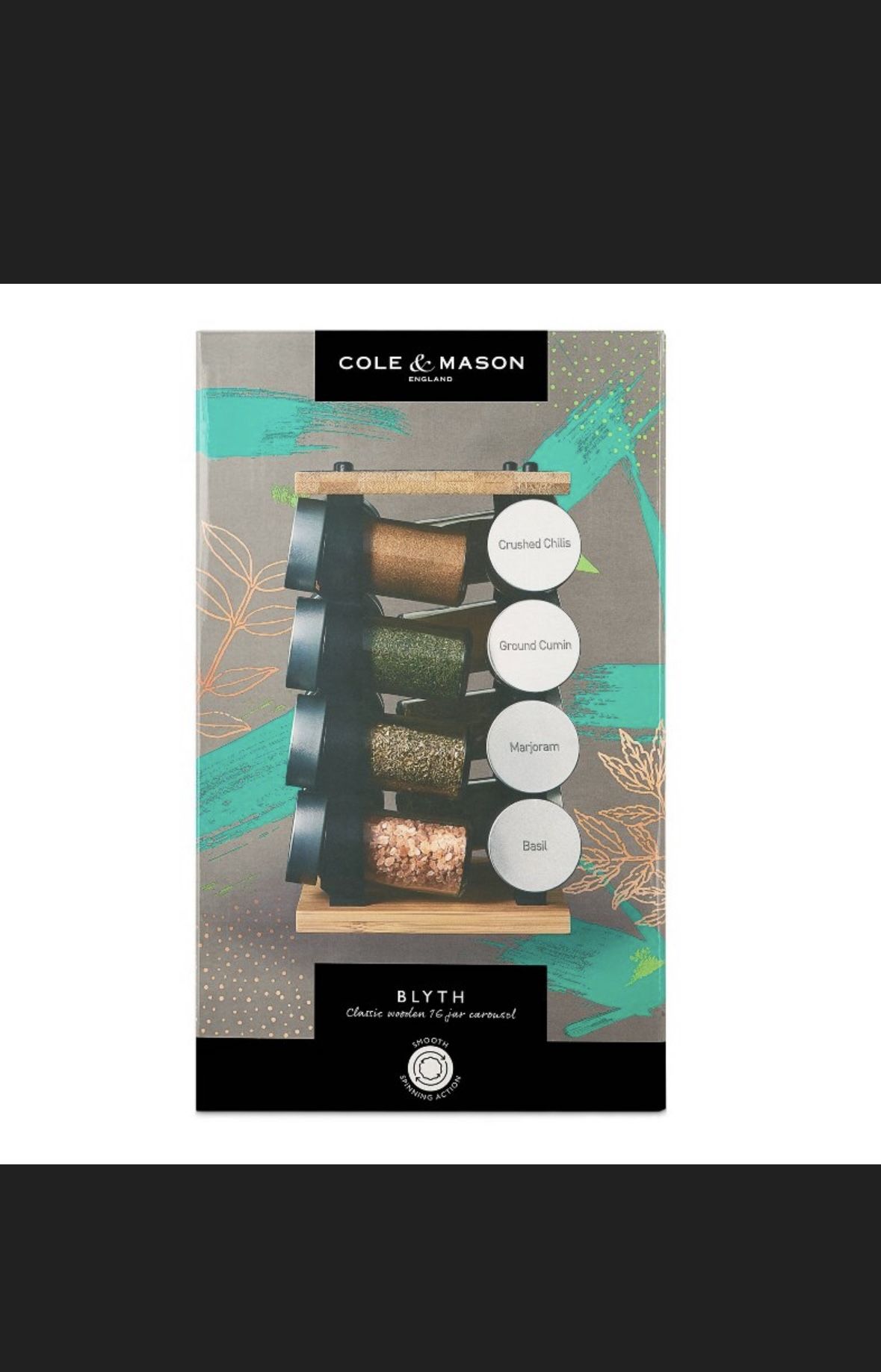 Cole & Mason Blyth 16 Jar Bamboo Spice Rack (New)